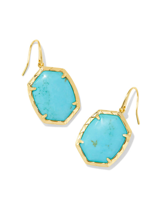 Kendra Scott- Daphne Gold Drop Earrings in Variegated Turquoise Magnesite