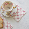 Hester and Cook - Cocktail Napkin - Pink Lattice - Findlay Rowe Designs