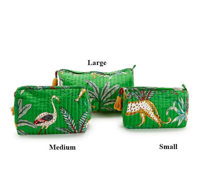 Handblock Printed Pouches - Green - Findlay Rowe Designs