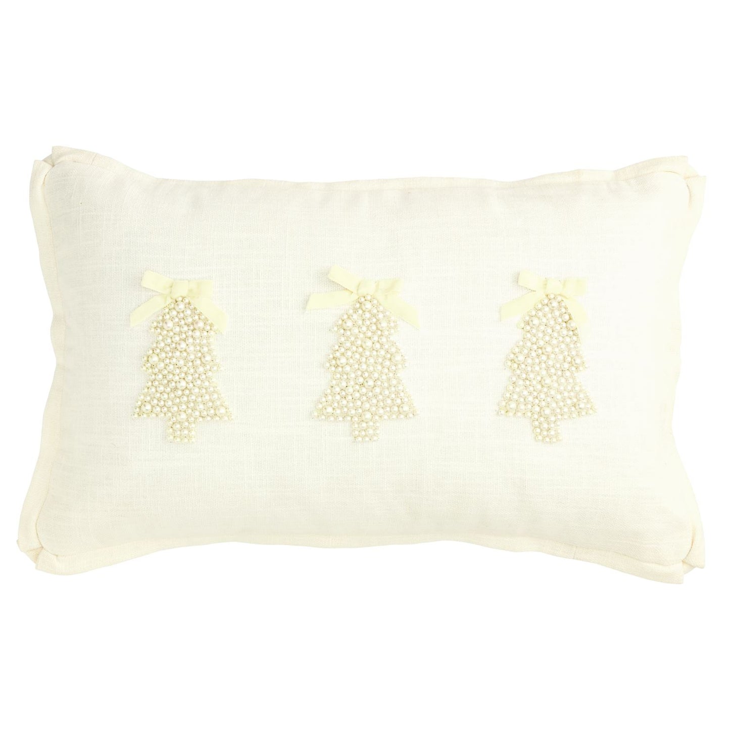 Mud Pie - Christmas Pillow - White Pearl Beaded