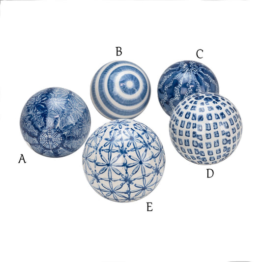 Kavana - Barrett White and Blue Decorative Spheres - Findlay Rowe Designs