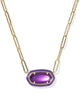 Kendra Scott - Necklace - Elisa Enamel Frame Gold Paperclip - Gold Purple Mother Of Pearl - Findlay Rowe Designs