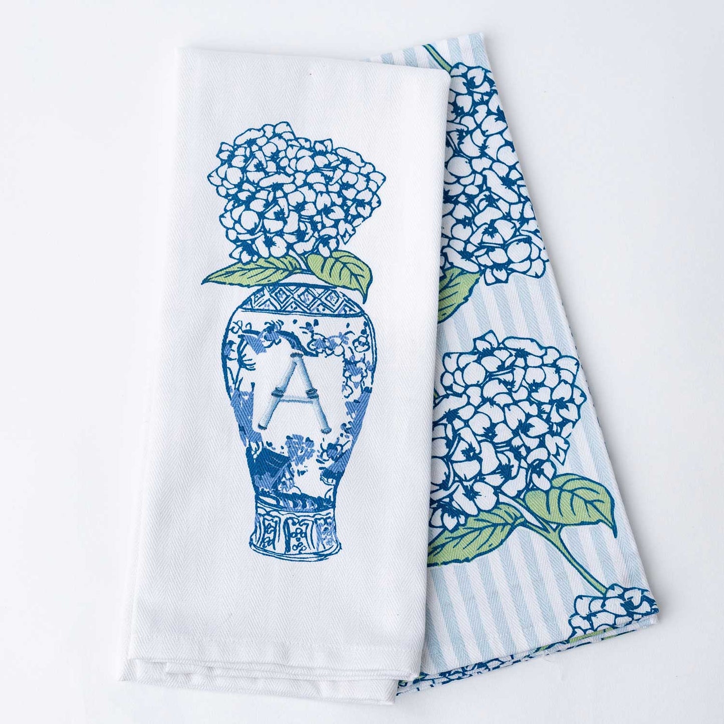 Towel - Cloth - Initial Hydrangea Ginger Jar - Set of 2