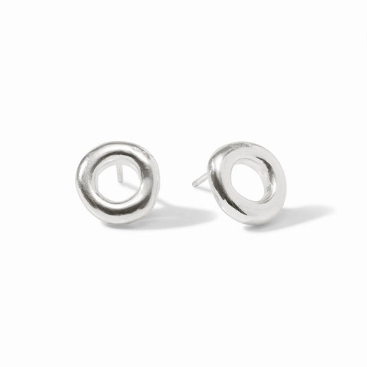 Julie Vos - Earrings - Wave Circle Stud - Silver