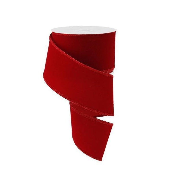 A&B Floral - Ribbon - 2.5in Red Outdoor Velvet