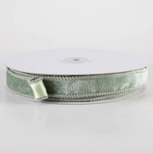 A&B Floral - Ribbon - 7/8in Velvet - Sage Green