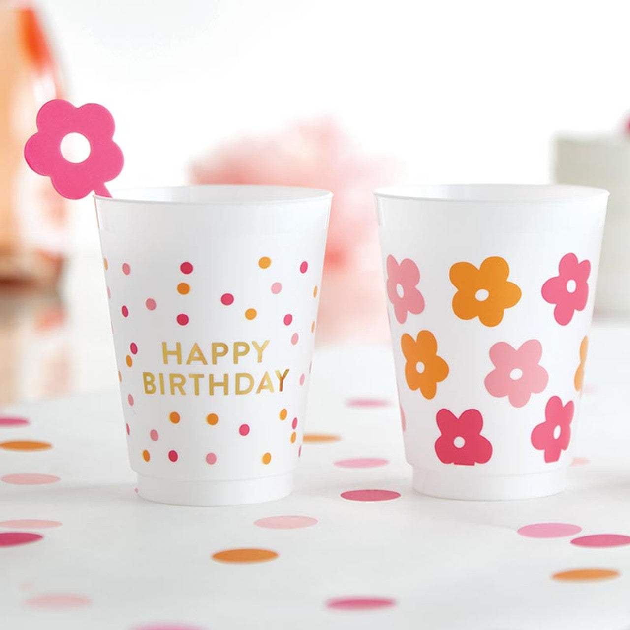 Gold Foil Frost Cup -8 pack Happy Birthday