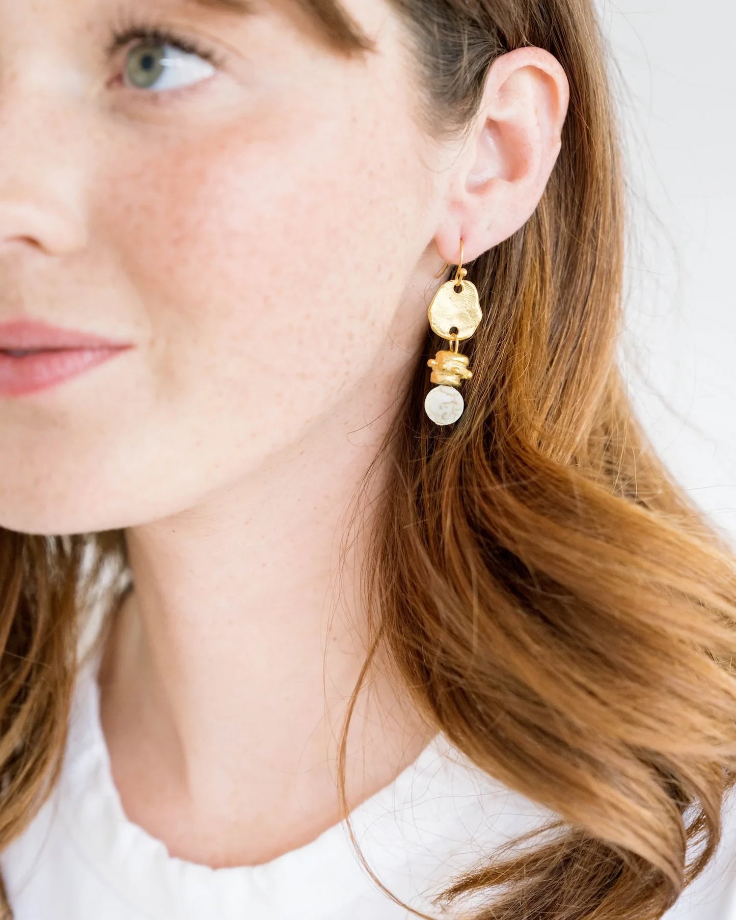 Susan Shaw - Earrings - Bentley Drop - White Turquoise
