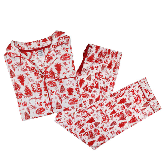 Loungewear Set - Santa Toile Button Down