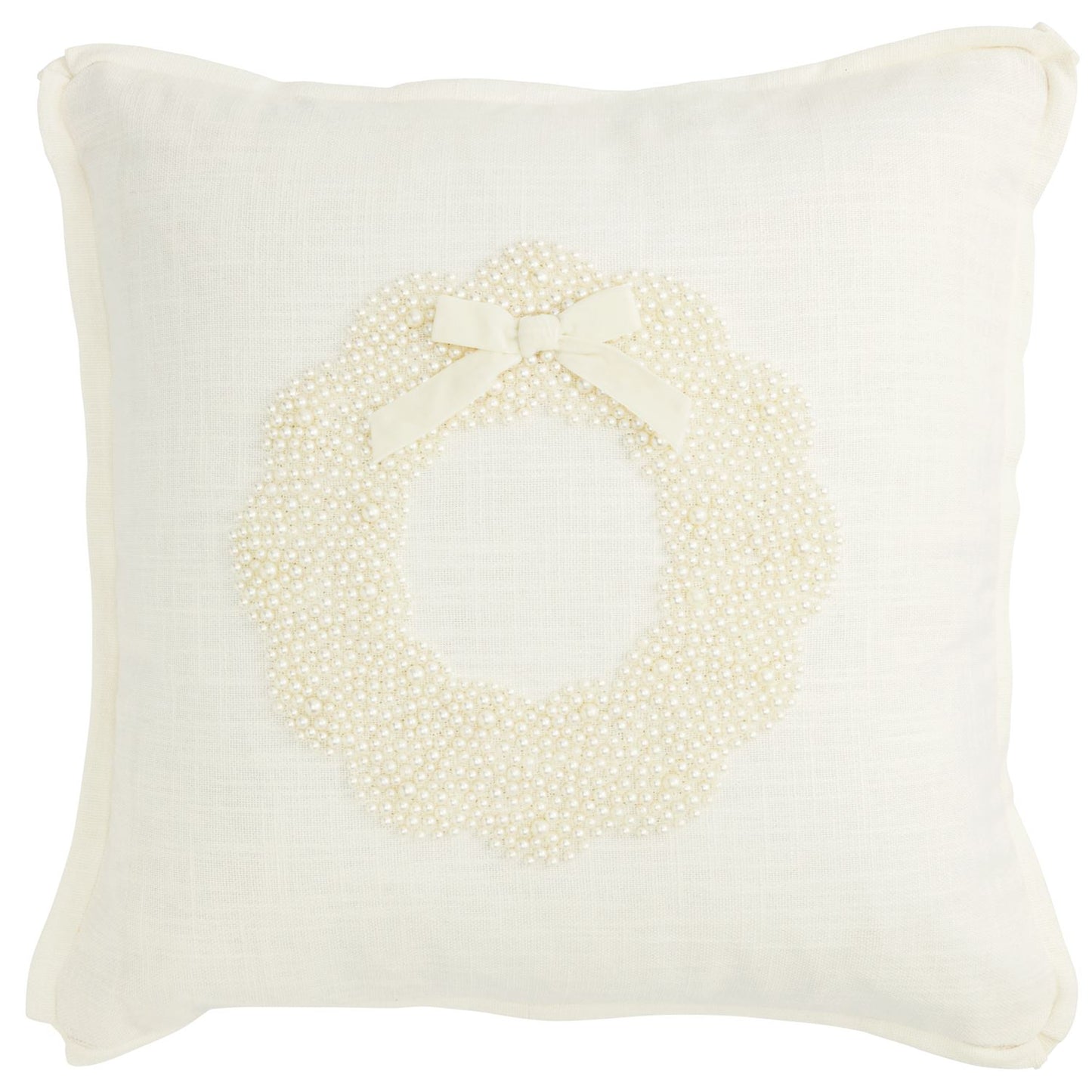 Mud Pie - Christmas Pillow - White Pearl Beaded