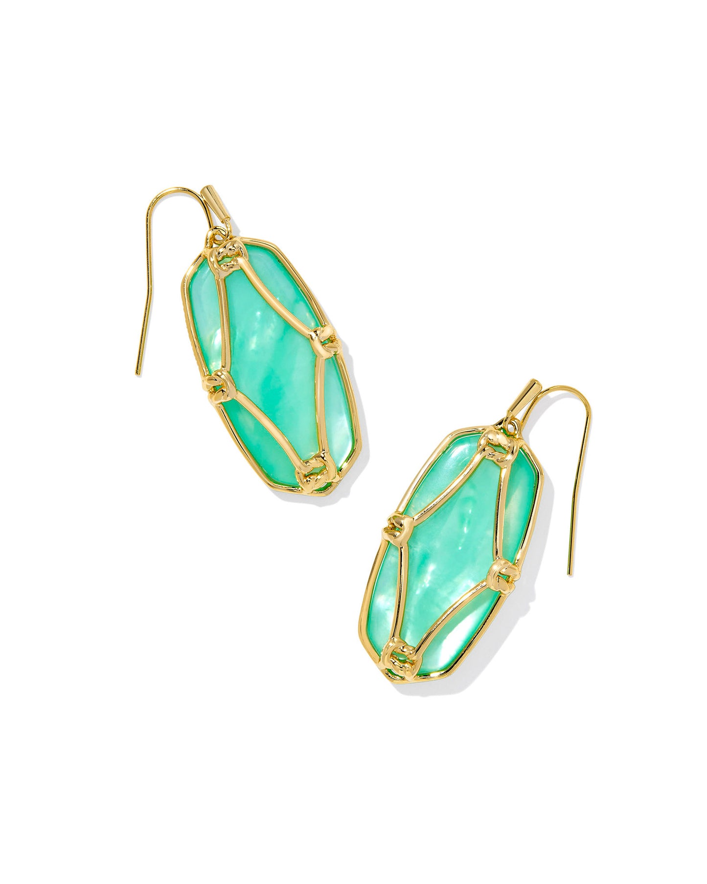 Kendra Scott - Earring - Elle Lattice Frame Gold Drop - Light Green Mother of Pearl - Findlay Rowe Designs
