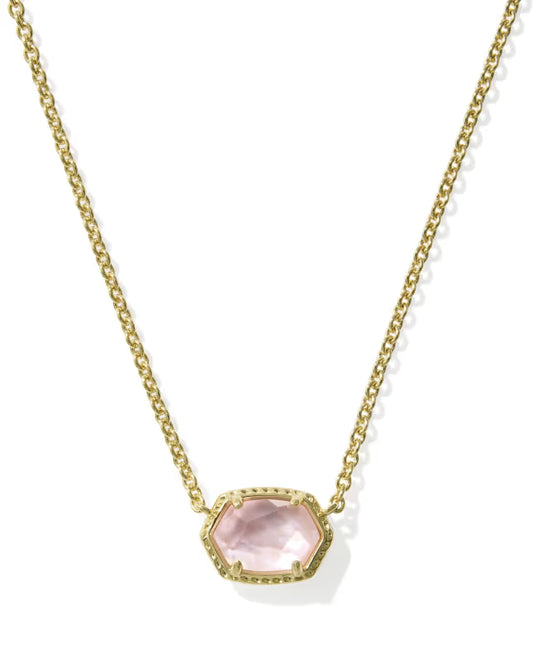 Kendra Scott - Necklace - Daphne Gold Frame Short Pendant - Light Pink Mother-of-Pearl