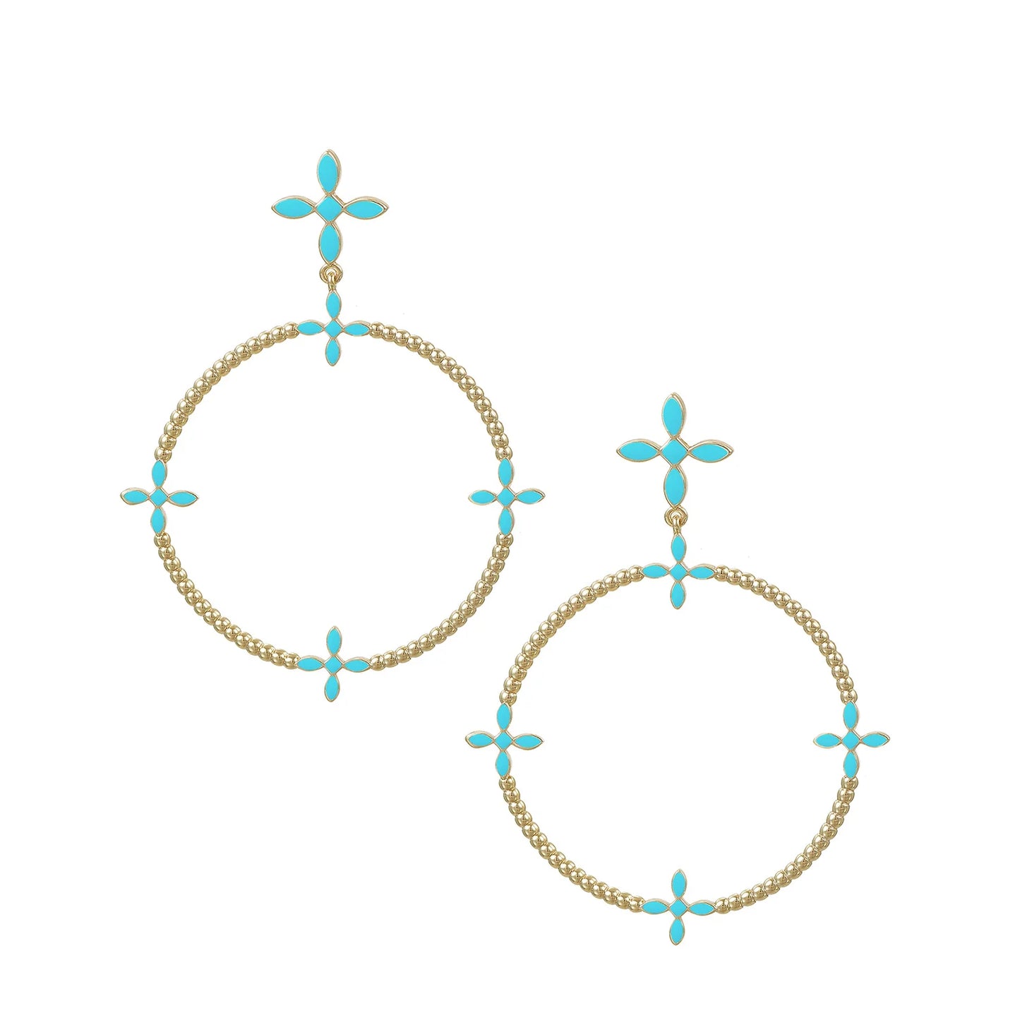 Natalie Wood - Radiant Beaded Statement Earrings in Light Blue Enamel - Findlay Rowe Designs