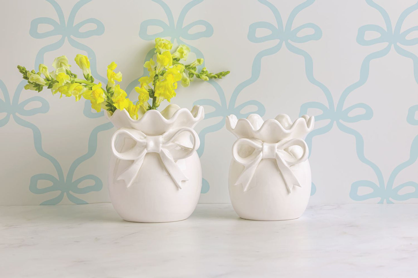 Mud Pie - Vase - White Bow - Findlay Rowe Designs