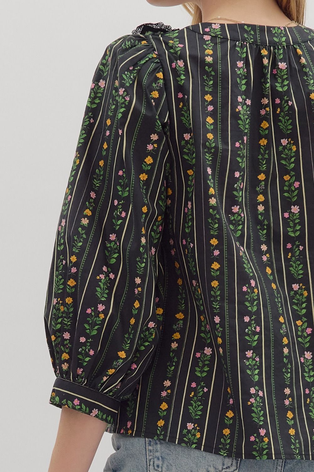 Entro - Top - Floral Ruffle 3/4 sleeve - Findlay Rowe Designs