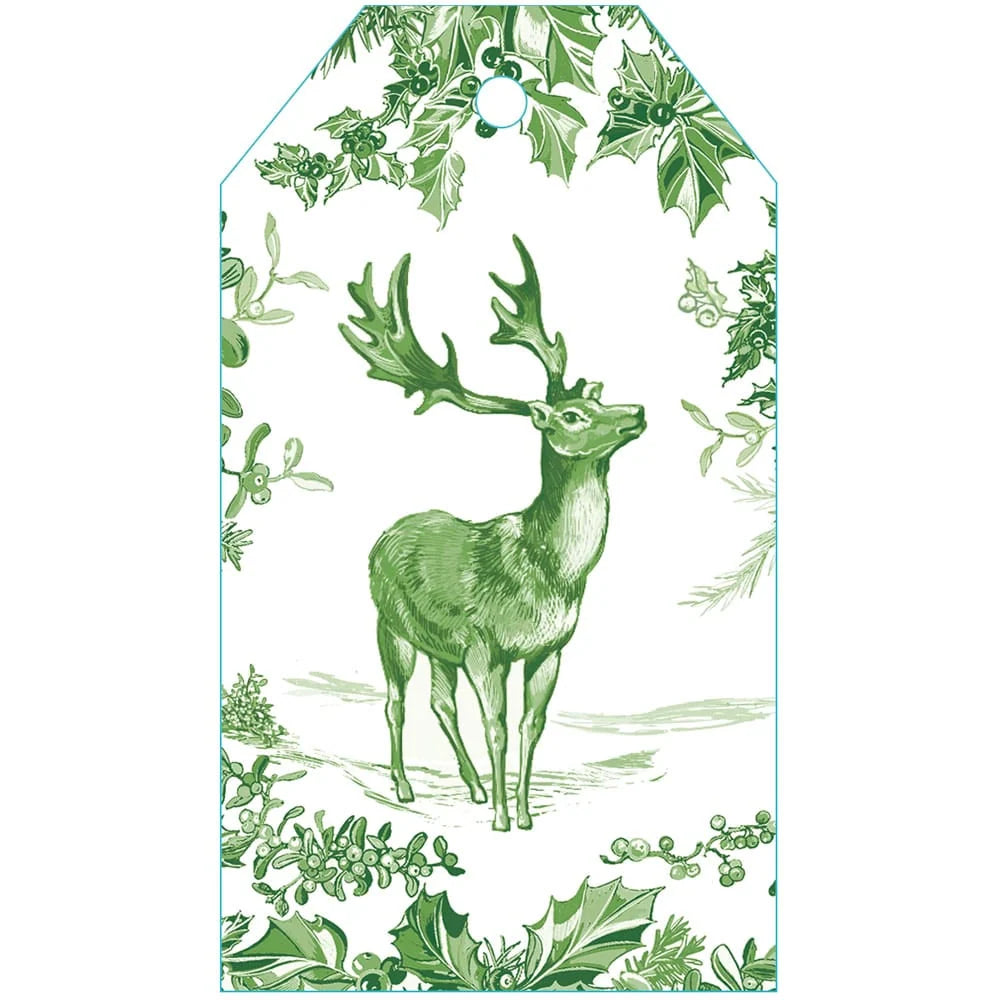 Caspari - Gift Tag - Christmas Toile - Green - Findlay Rowe Designs