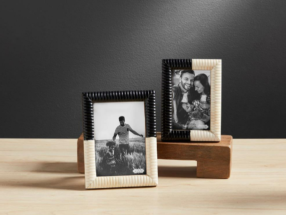 Mud Pie - Frame - Ribbed Bone Black & White 4x6/5x7 - Findlay Rowe Designs