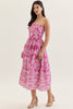 Entro - Dress Midi - Strapless Print - Magenta - Findlay Rowe Designs