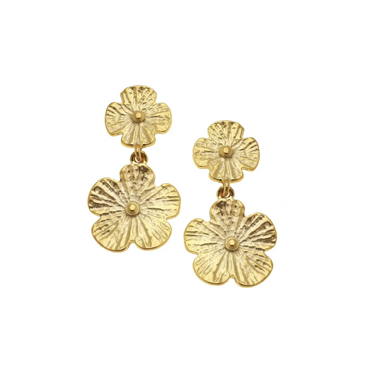 Susan Shaw - Earrings - Gold Double Flower - Findlay Rowe Designs