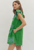 ntro - Dress - Mini Embroidered V-neck - Green - Findlay Rowe Designs