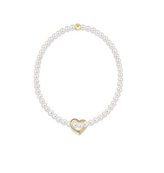 Enewton - Classic Pearl 3mm Bracelet - Love Gold Charm - Findlay Rowe Designs