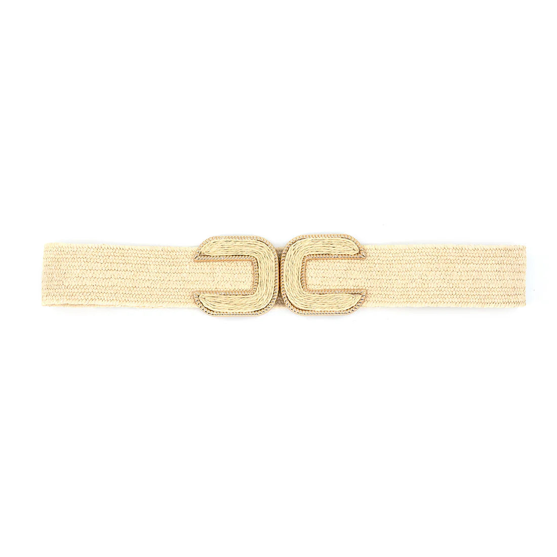 B&C Bags - Elastic Belt - Straw - Gold Trim - Findlay Rowe Designs
