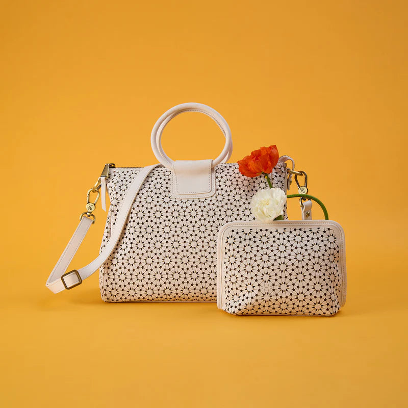 Hobo - Beauty Cosmetic Pouch - Perforated Leather - Ecru Daisy - Findlay Rowe Designs