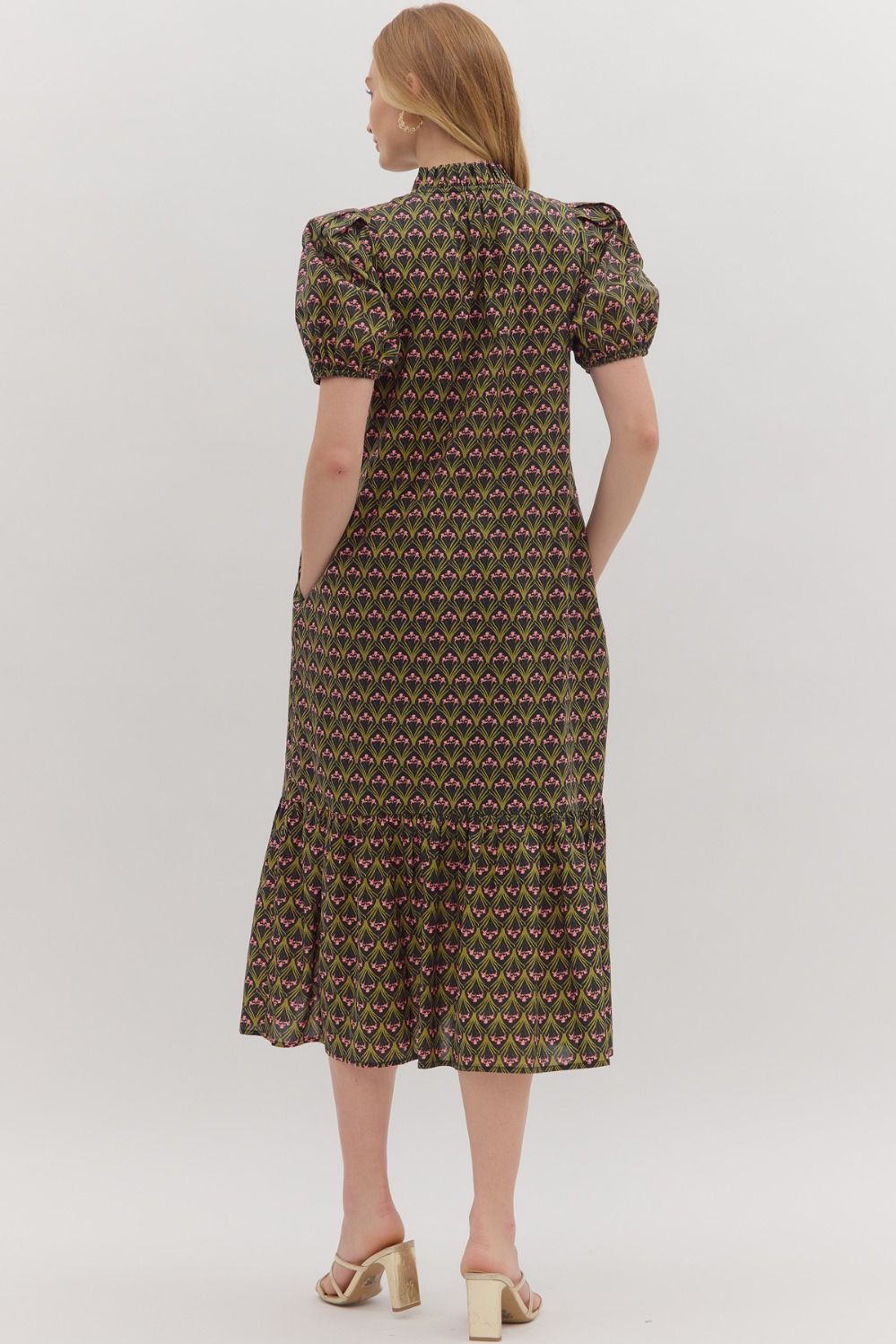 Entro - Dress - Midi Black Floral Print - Findlay Rowe Designs