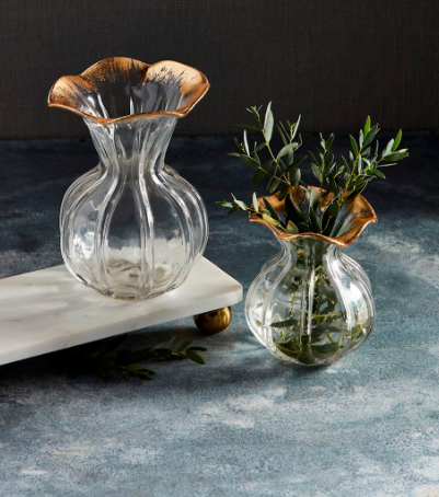 Mud Pie - Gold Edge Ruffle Vase - Findlay Rowe Designs
