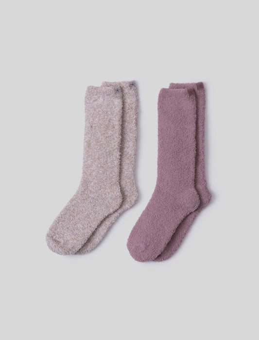 Barefoot Dreams - CozyChic 2 Pack Women's Socks - Teaberry/ Heathered Stone
