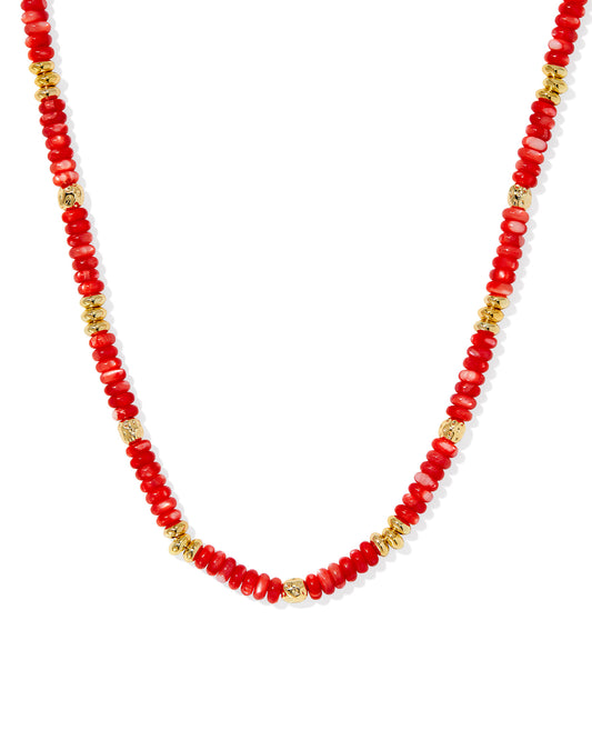 Kendra Scott - Necklace - Deliah Gold Strand - Red Mother of Pearl - Findlay Rowe Designs