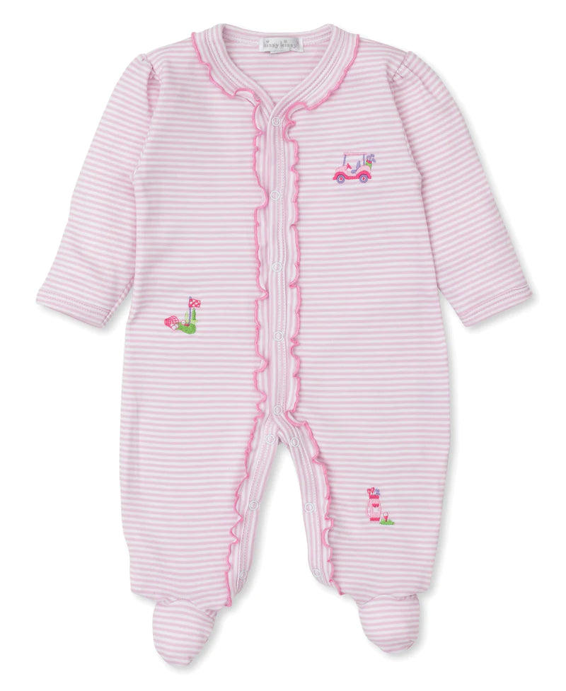 Kissy Kissy- Golf Club Pink Stripe Footie - Findlay Rowe Designs