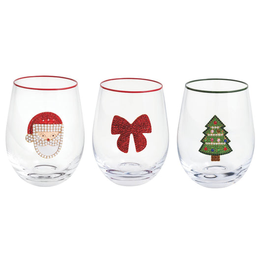 Mudpie - Stemless Wine Glass - Beaded