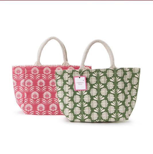 Lunch Tote Bag - Palm Deco Print Thermal - Pink or Green - Findlay Rowe Designs