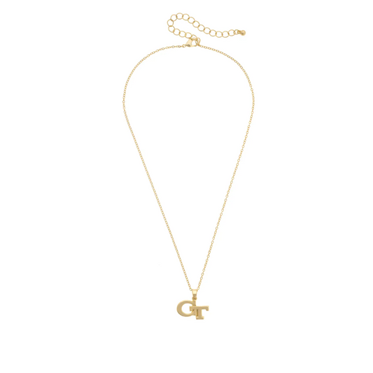 Canvas - Necklace - Georgia Tech Logo 24k Gold Plated Pendant - Findlay Rowe Designs