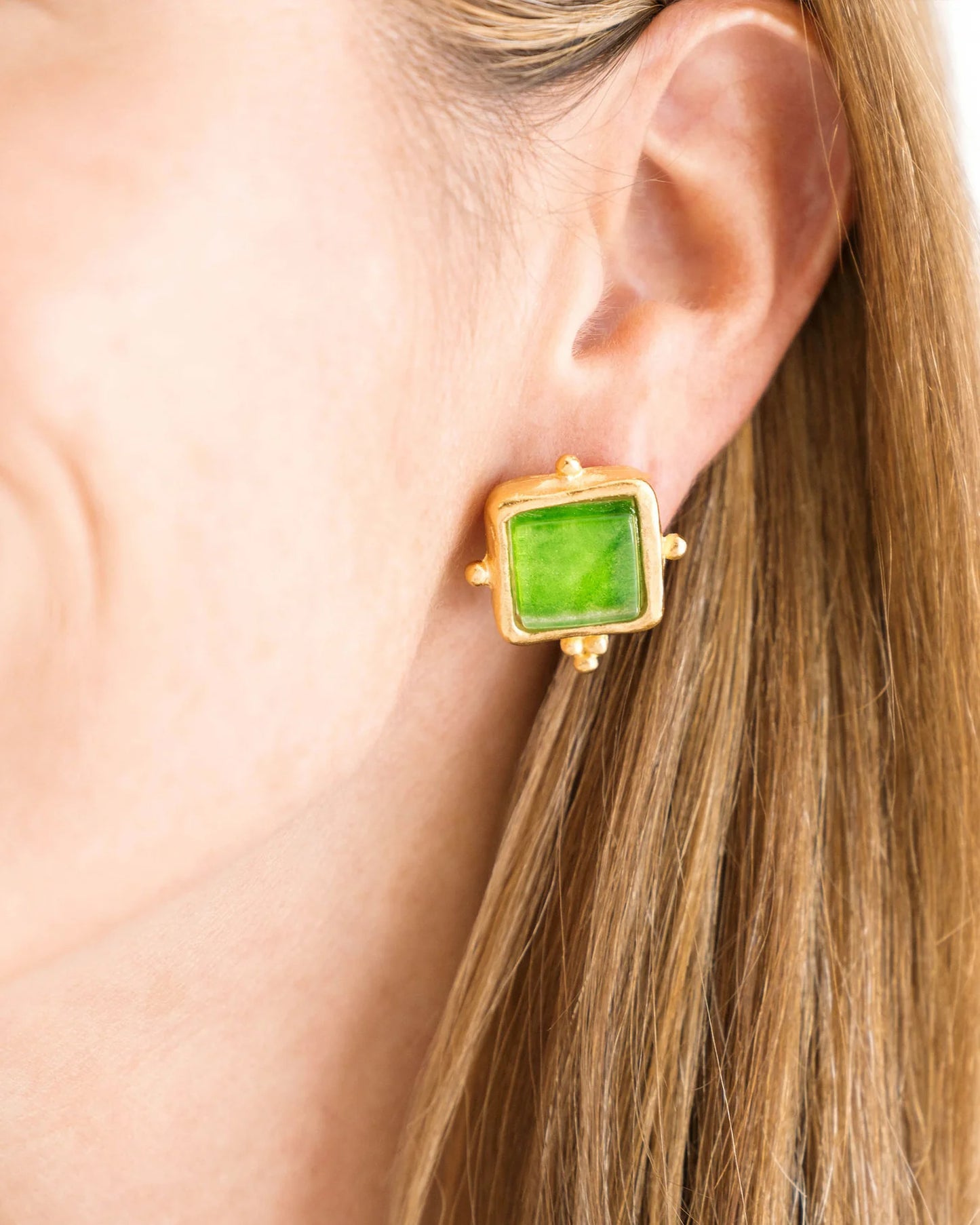 Susan Shaw - Earrings - Madeline Studs - Spring Green
