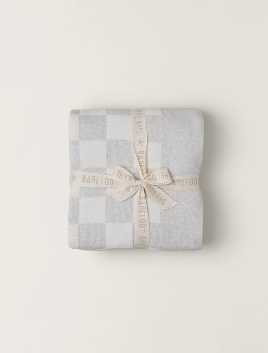 Barefoot Dreams - Throw - CozyChic® Throw - Cotton Checkered - Gray / Cream - Findlay Rowe Designs