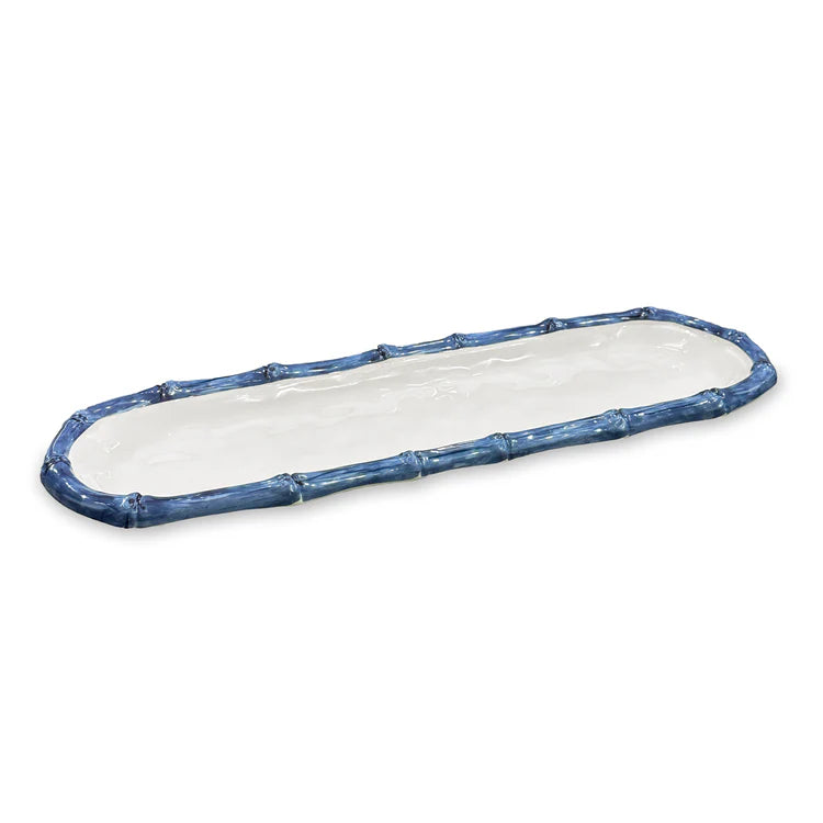 Beatriz Ball - VIDA Bamboo Baguette Platter - White and Blue - Findlay Rowe Designs