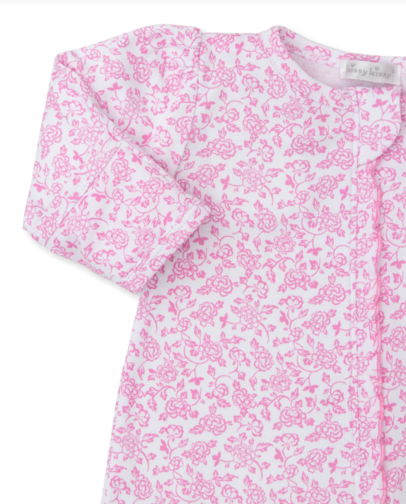 Kissy Kissy - Zip Footie - Pink Blooming Vine - Findlay Rowe Designs