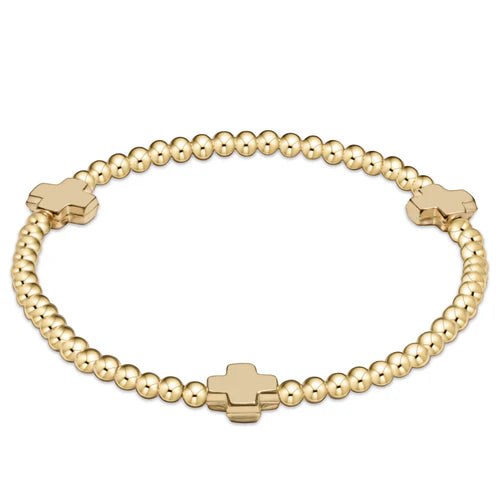Enewton -egirl signature cross gold pattern 3mm bead bracelet- gold - Findlay Rowe Designs