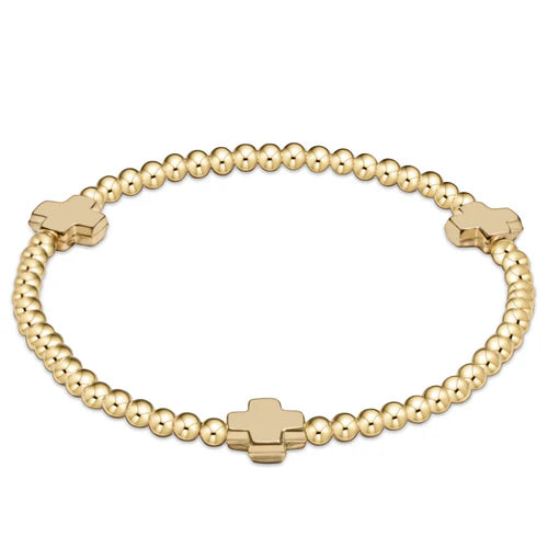 Enewton - Egirl Signature Cross Gold Pattern 3mm Bead Bracelet- Gold - Findlay Rowe Designs