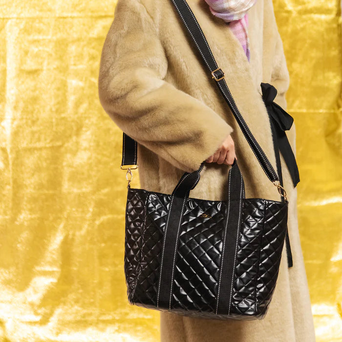 SCOUT - On the Clock Tote - Black Quilted - Findlay Rowe Designs