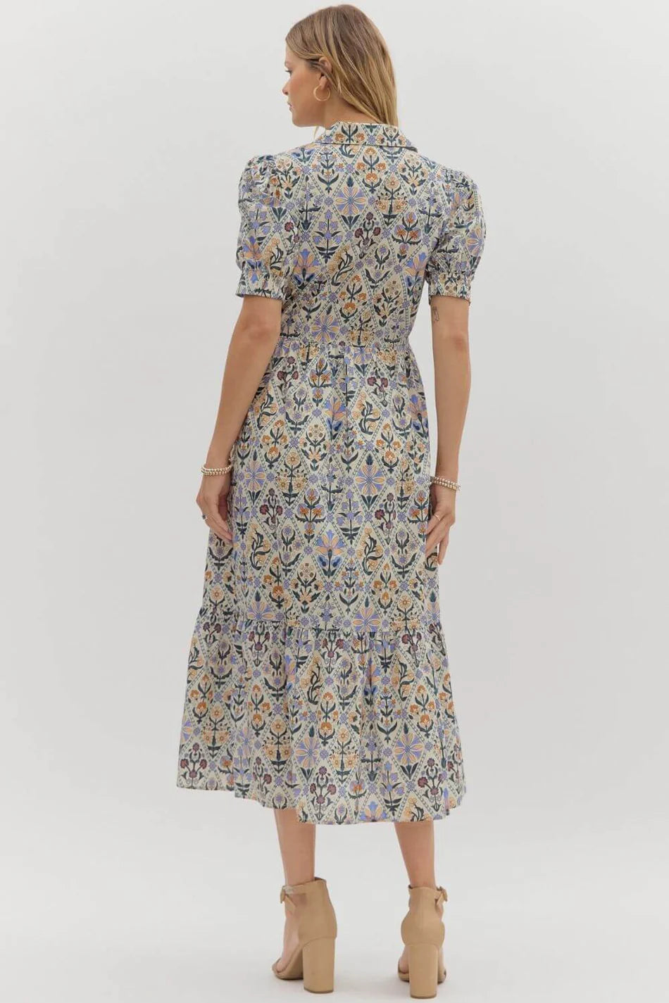 Entro - Dress - Diamond Floral Midi - Findlay Rowe Designs