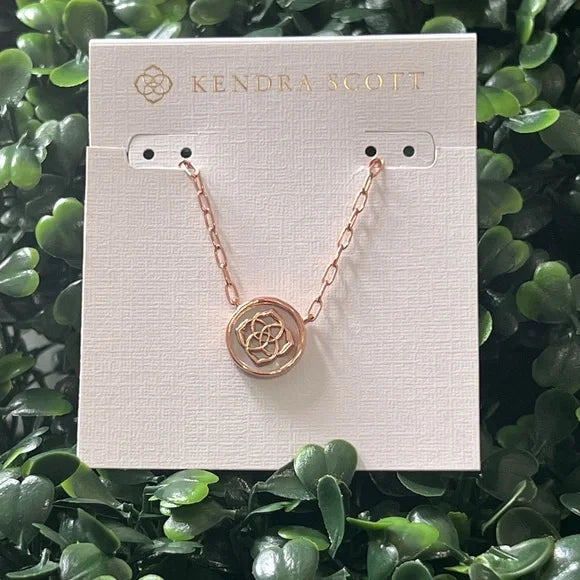 Clearance - Kendra Scott - Dira Stamped Necklace Rose Gold - Golden Abalone - Findlay Rowe Designs