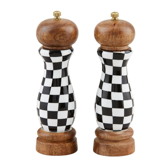 Mud Pie - Salt & Pepper Grinder Set - Checkered - Findlay Rowe Designs