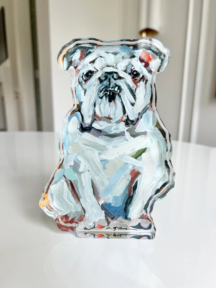 Chelsea McShane - Acrylic Block - English Bulldog - White - Findlay Rowe Designs
