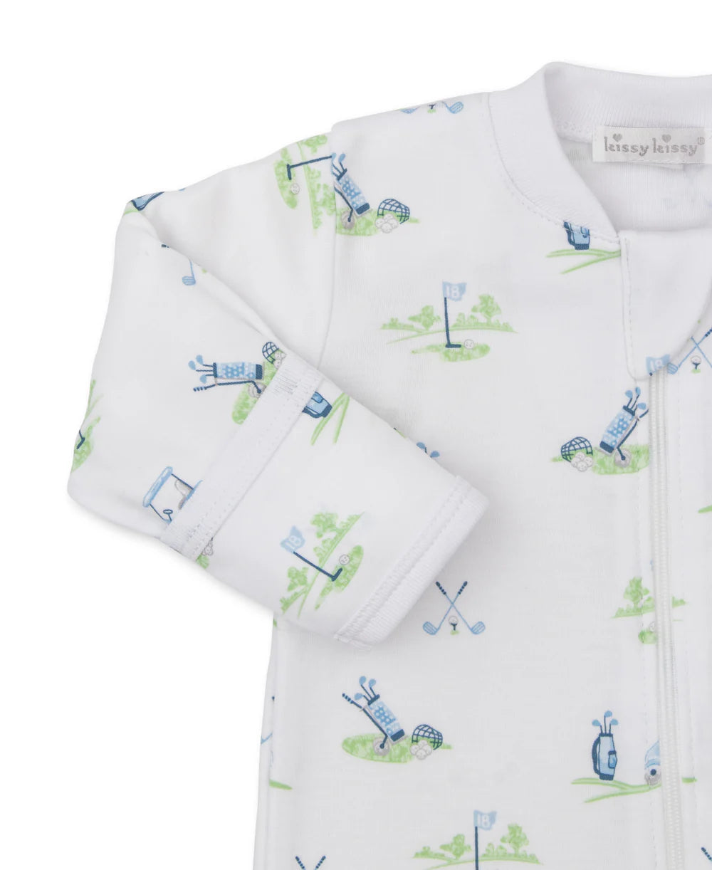 Kissy Kissy - Zip Footie - Fairway Foursome - Blue - Findlay Rowe Designs
