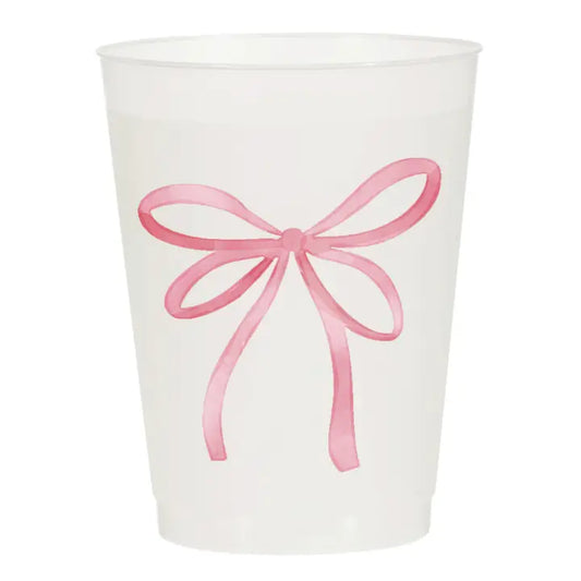 Party Cups - Frosted - Pink Watercolor Bow - Set 6 - Findlay Rowe Designs