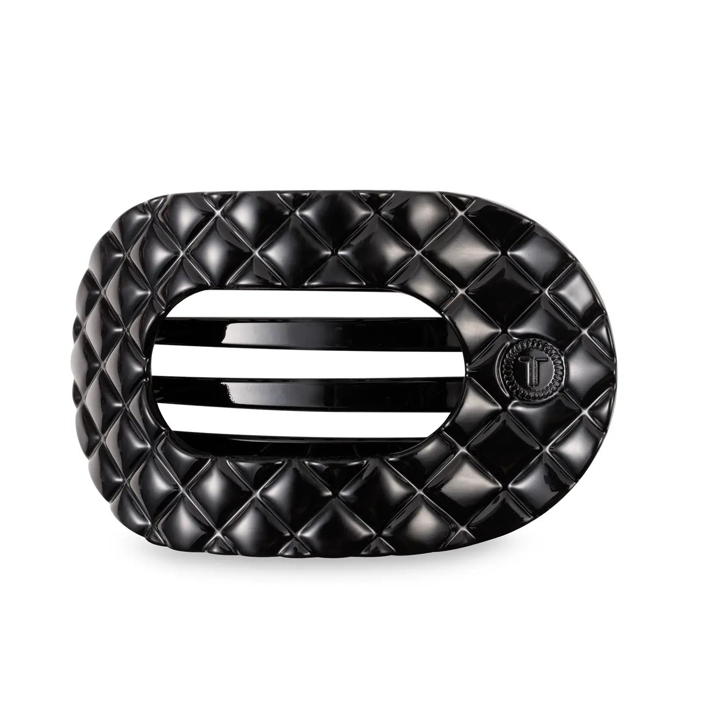 Teleties - Flat Round Hair Clip - Jet Black Quilted - Large - Findlay Rowe Designs