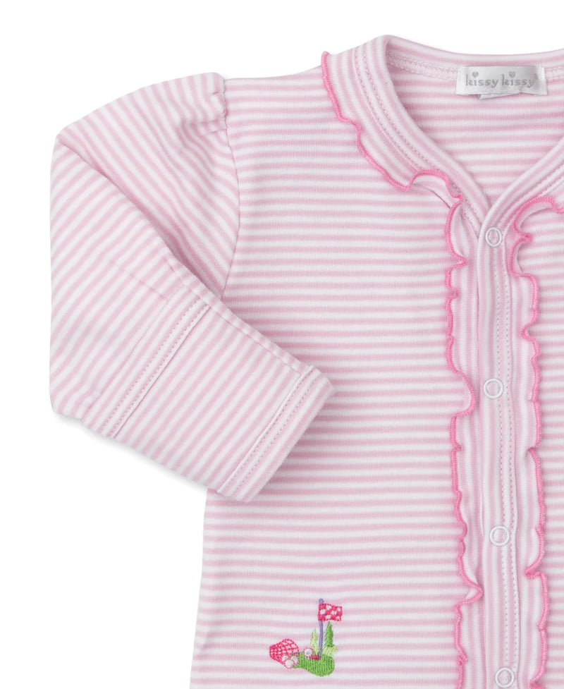 Kissy Kissy- Golf Club Pink Stripe Footie - Findlay Rowe Designs